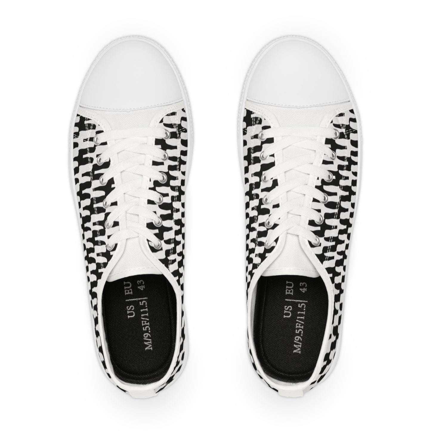 “Cactus” Black And White Men's Low Top Sneakers