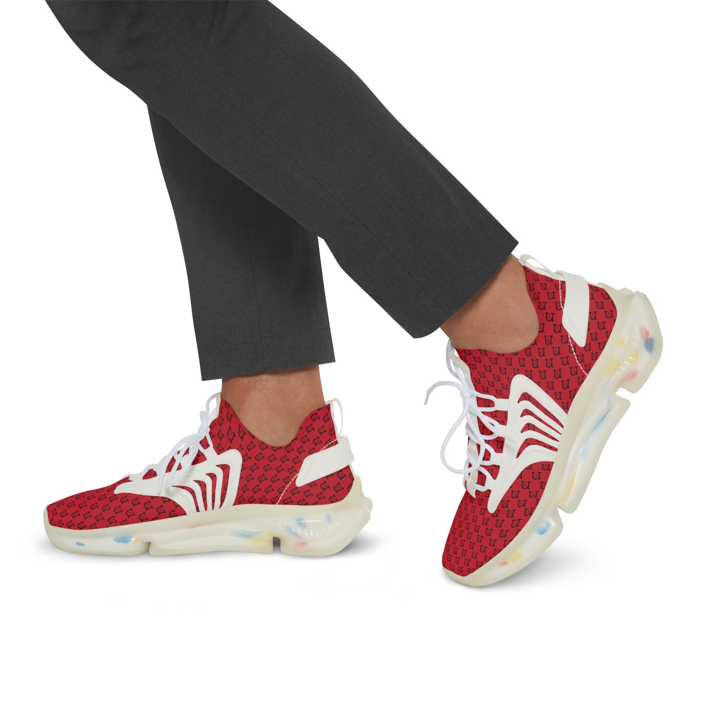 nY Red And Black Men's Mesh Sneakers