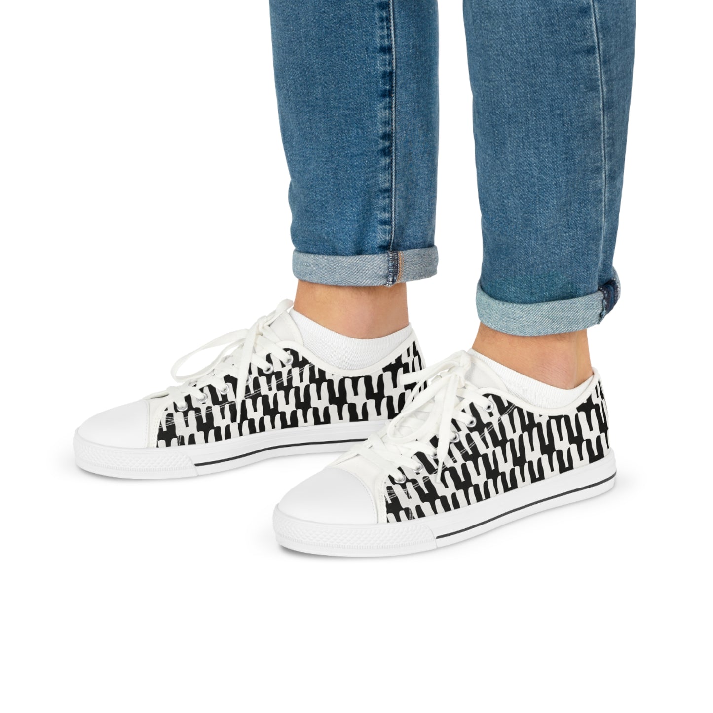 “Cactus” Black And White Men's Low Top Sneakers
