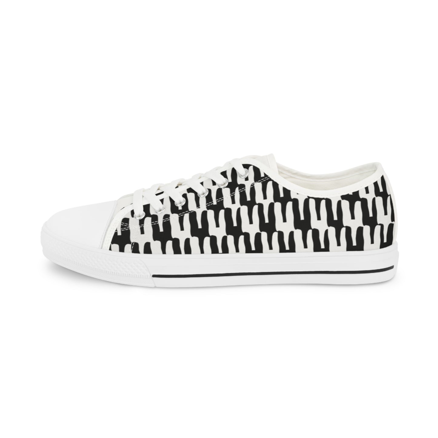 “Cactus” Black And White Men's Low Top Sneakers