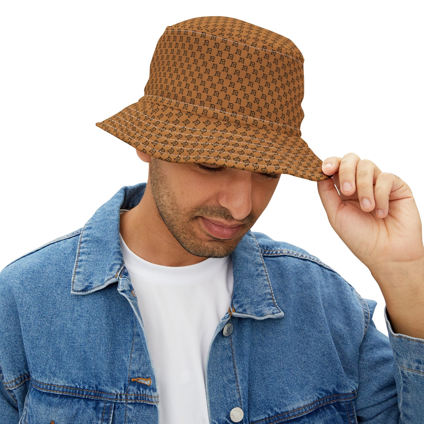 nY Bucket Hat (AOP) Black Over Light Brown